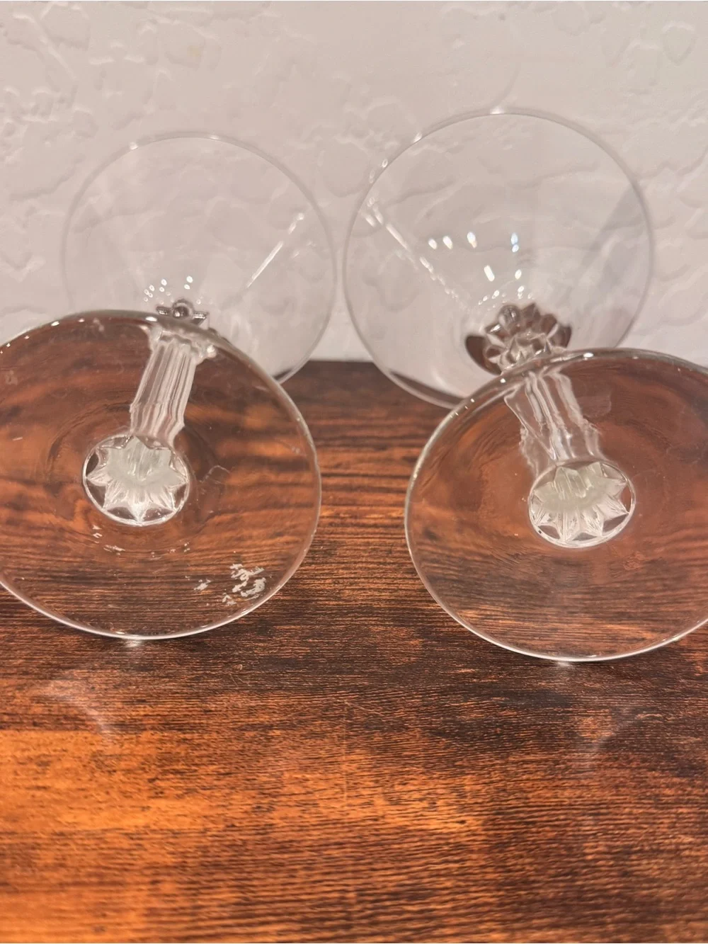 Libbey Retro Crystal Cocktail Glass Set Of 2 Faceted Stem Mid Century Starburst